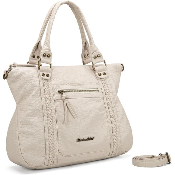 Chic Washed Leather Hobo Handbag with Zipper Closure - Perfect for Any Occasion - Picture 6 of 8